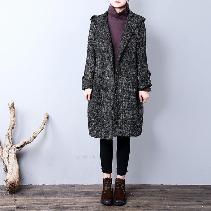 Fine gray Woolen Coat Women casual Winter hooded ButtonYZ-2018111435 - Omychic
