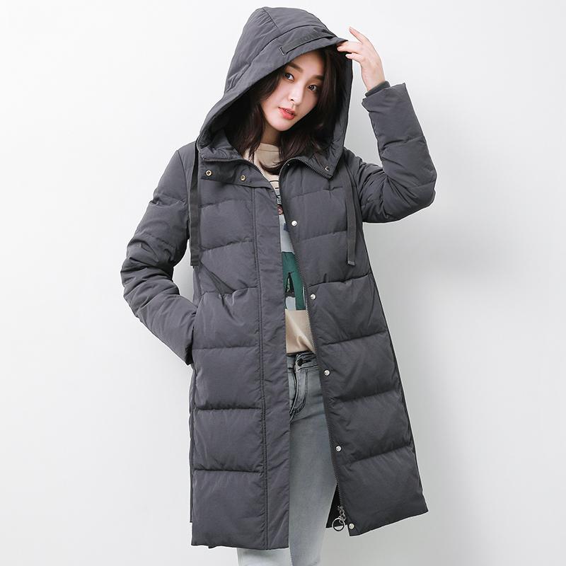 Fine gray goose Down coat plus size clothing hooded winter jacket long sleeve Jackets - Omychic