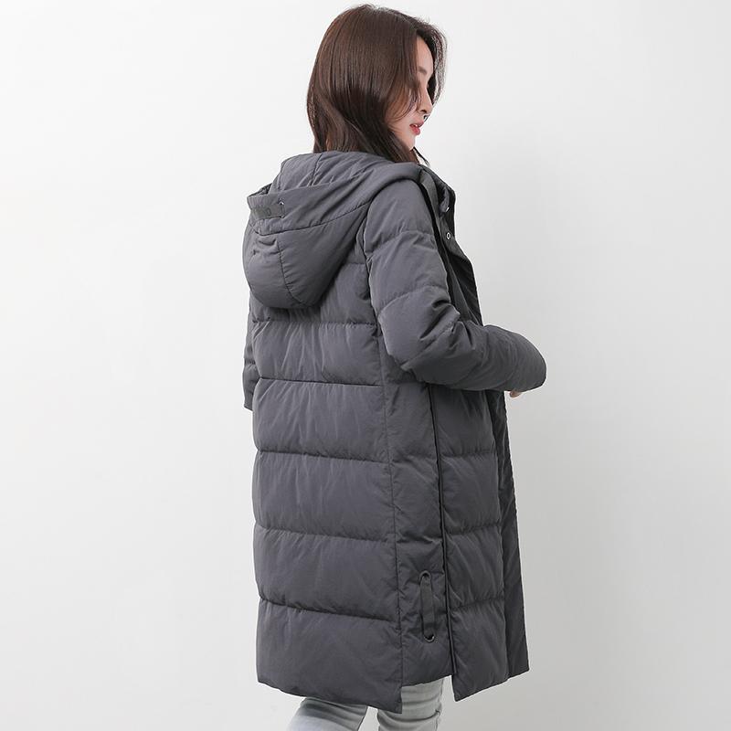 Fine gray goose Down coat plus size clothing hooded winter jacket long sleeve Jackets - Omychic