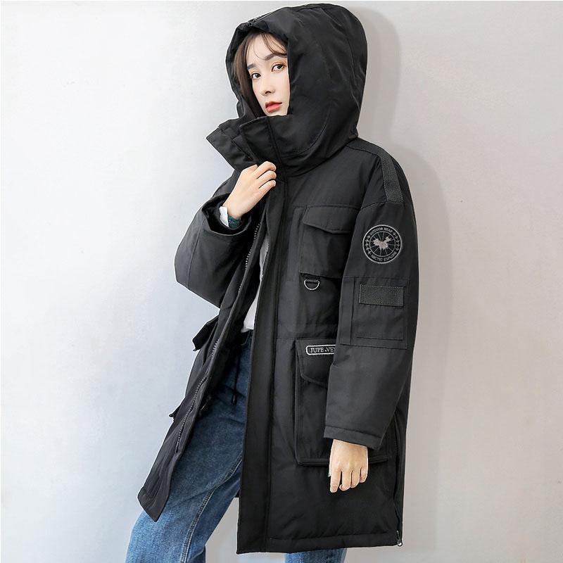 Fine red down coat winter casual hooded snow jackets big pockets overcoat - Omychic