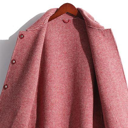Fine red plaid Wool jackets trendy plus size winter coat fall coats big pockets - Omychic