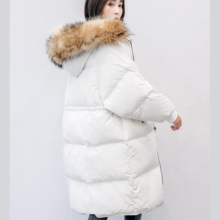 Fine white warm winter coat plus size clothing tie waist womens parka fur collar coats - Omychic