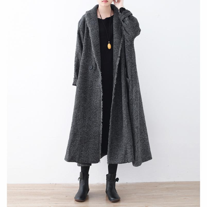 Fine black gray wool jackets trendy plus size long jackets 2017 coat - Omychic