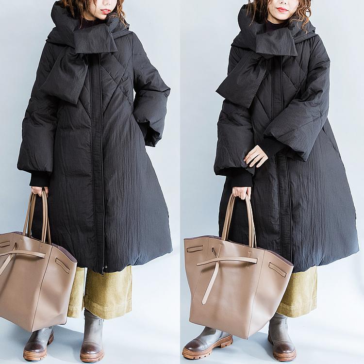 Fine black winter parka plus size zippered quilted coat top quality hooded winter outwear - Omychic