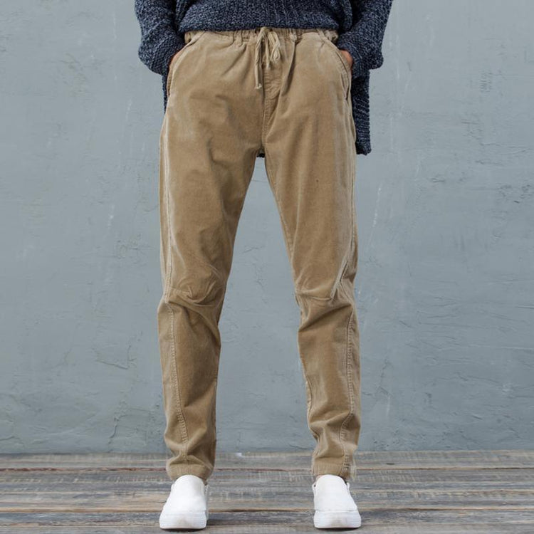 Fine camel cordury pants casual women trousers - Omychic