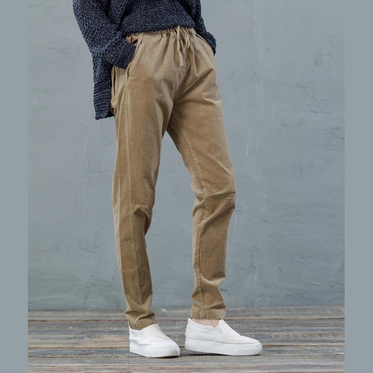 Fine camel cordury pants casual women trousers - Omychic