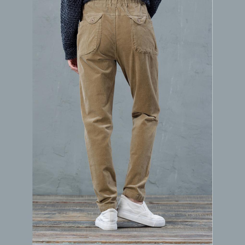 Fine camel cordury pants casual women trousers - Omychic