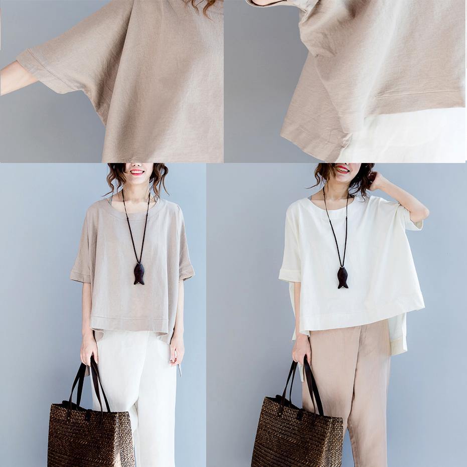 Fine cotton baggy t shirt low high design plus size summer tops blouses - Omychic