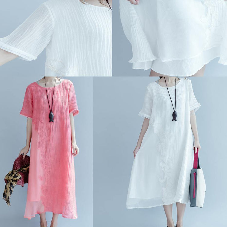 Fine white linen summer dresses plus size cotton sundress caual shift dress 2017 collection - Omychic