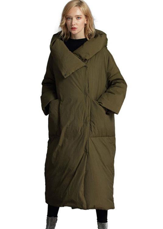 Fitted Black hooded Pockets Loose Winter Duck Down Puffer Coat - Omychic