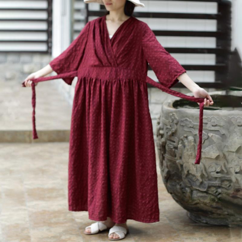 Unique Plus Size Flare Sleeve Plaid V-neck Lace Maxi Dress - Omychic