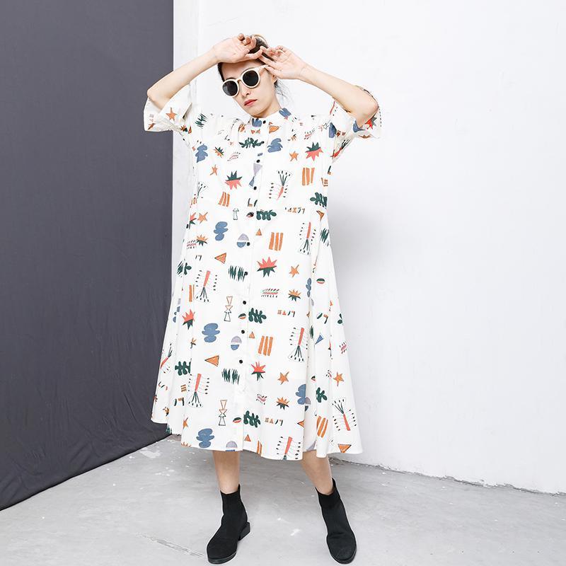 Flare Sleeve Printed Casual Loose Shirt Dress - Omychic