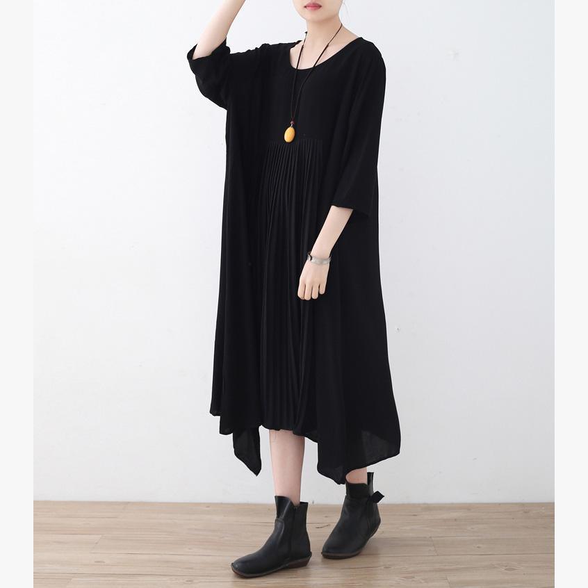 Flowy black chiffon clothes For Women Metropolitan Museum Shirts asymmetric loose Dress - Omychic