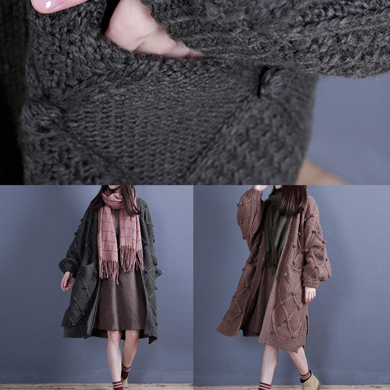 For Spring khaki oversized fall knitwear side open - Omychic