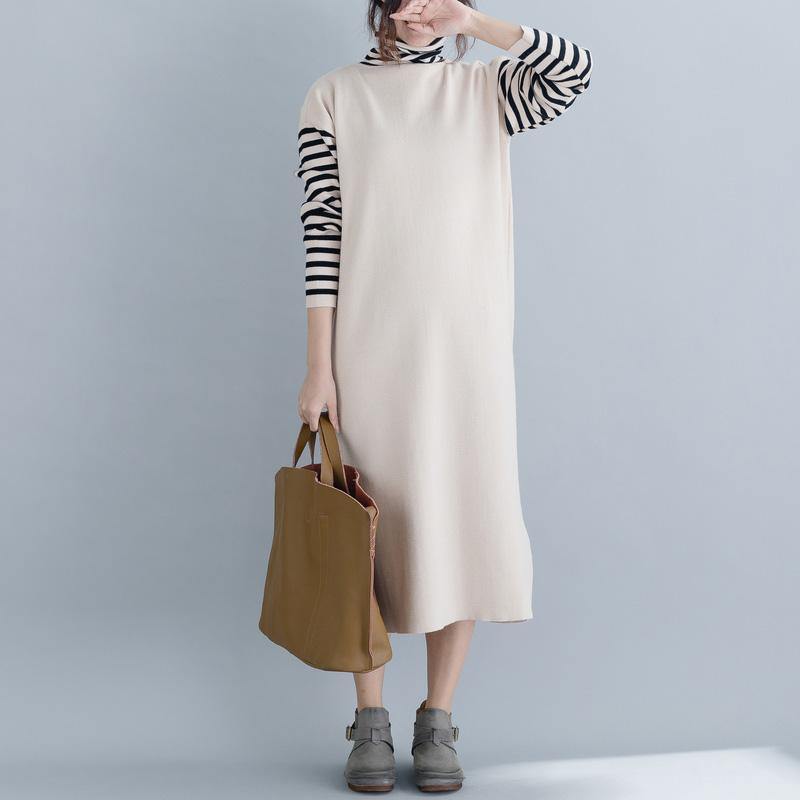 For Spring sweater weather fashion nude oversized knitted dresses - Omychic