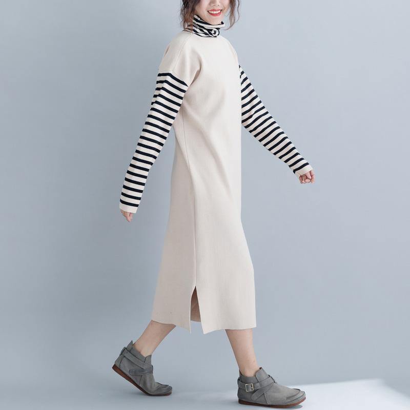 For Spring sweater weather fashion nude oversized knitted dresses - Omychic