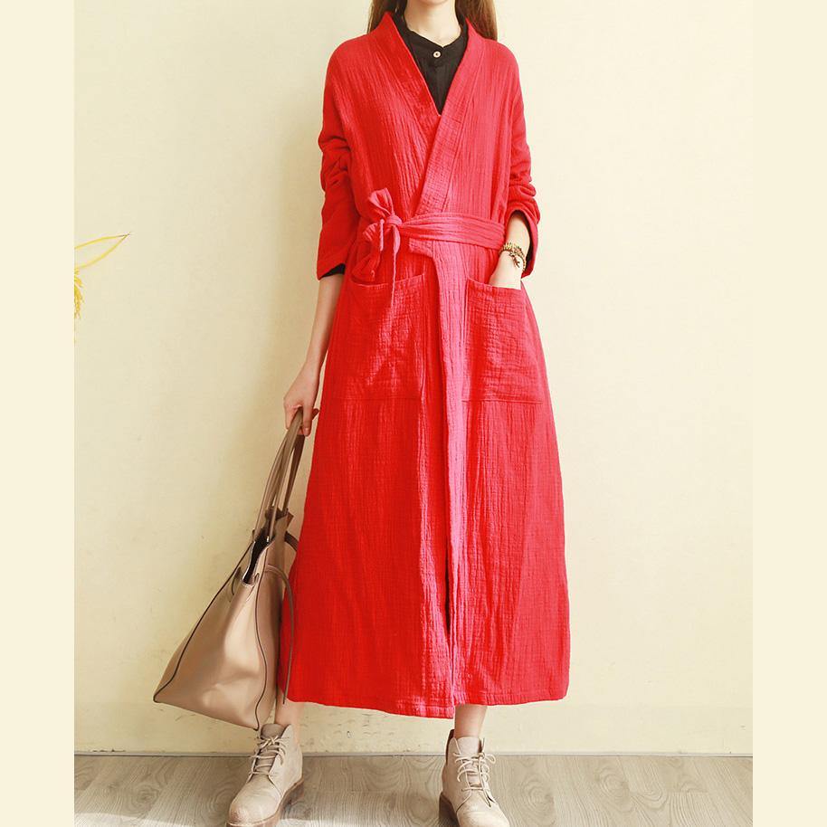 For Work red jackets fall fashion v neck coat patchwork - Omychic