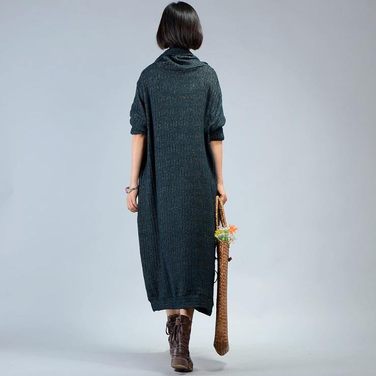 For work Sweater dresses refashion patchwork blackish green knit dresses - Omychic
