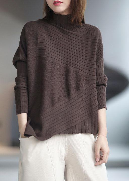 French Chocolate asymmetrical design Thick Fall Sweater - Omychic