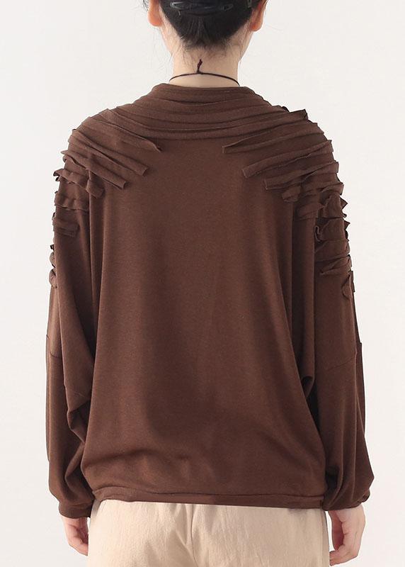 French Chocolate long Sleeve Fall Sweater Top - Omychic