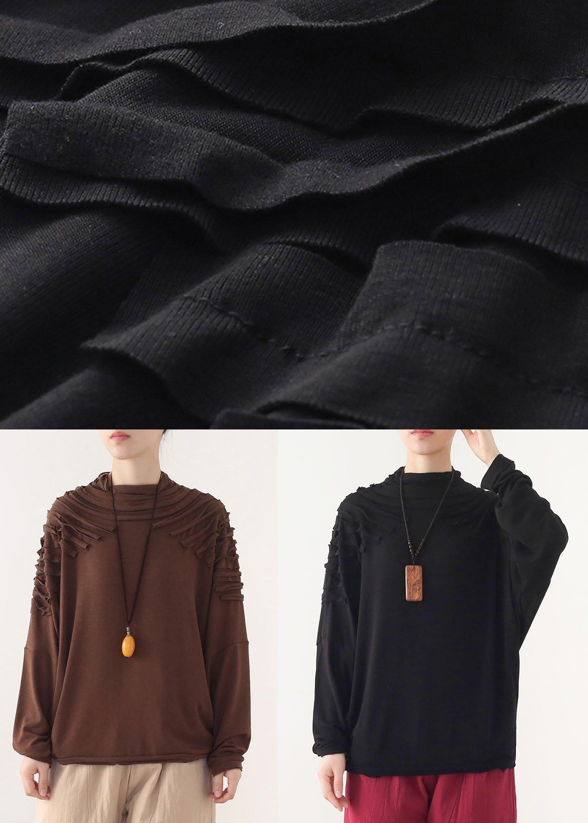 French Chocolate long Sleeve Fall Sweater Top - Omychic