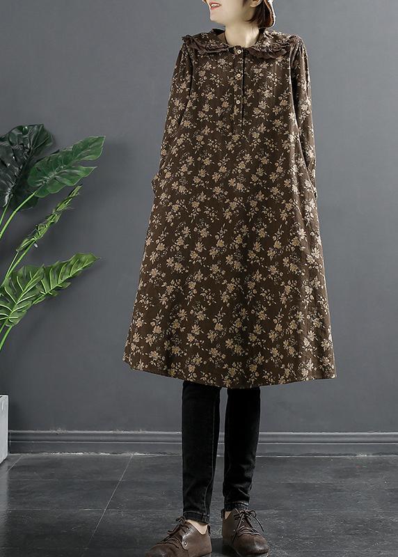 French Coffee Print Outfit Shift Spring Dress - Omychic