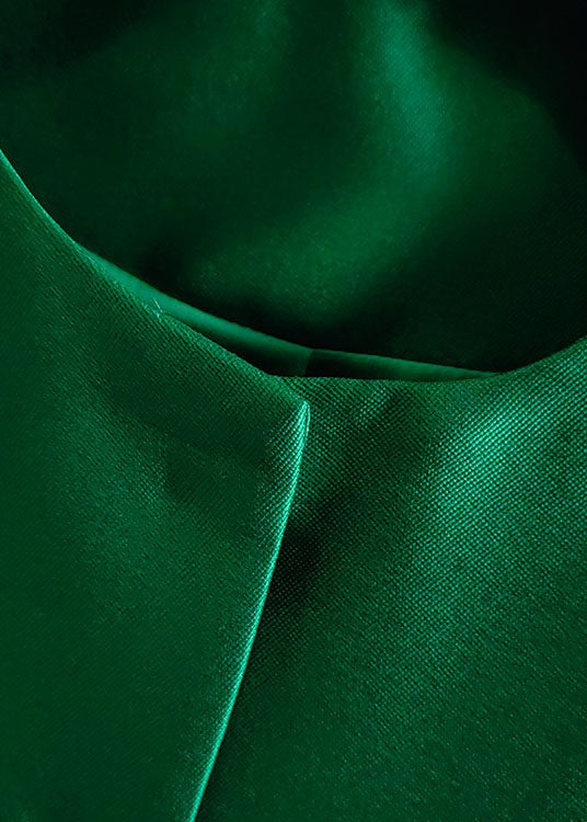 French Green Embroidered Bird Patchwork Silk Coat Spring
