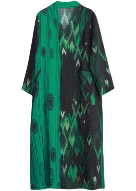 French Green Print Long Summer Dresses   ( Limited Stock) - Omychic