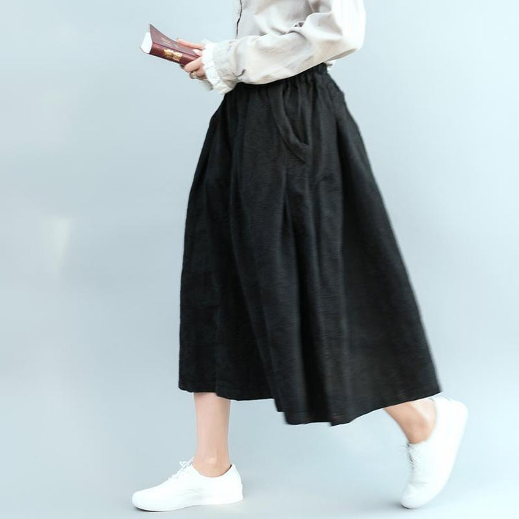 French Jacquard pockets cotton skirt Omychic Tunic Tops black cotton skirt spring - Omychic