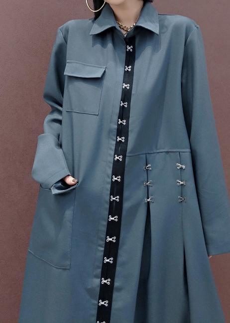 French Lapel Asymmetric Spring Tunic Design Gray Dress - Omychic