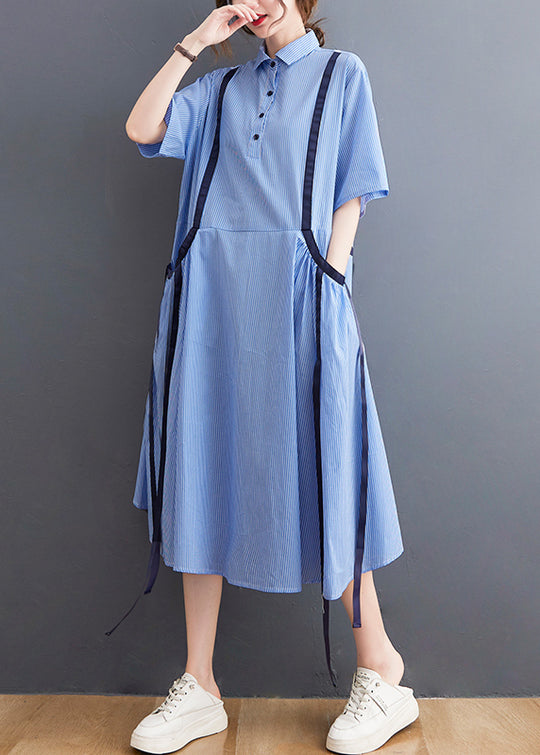 French Blue Peter Pan Collar Button Waistcoat Summer