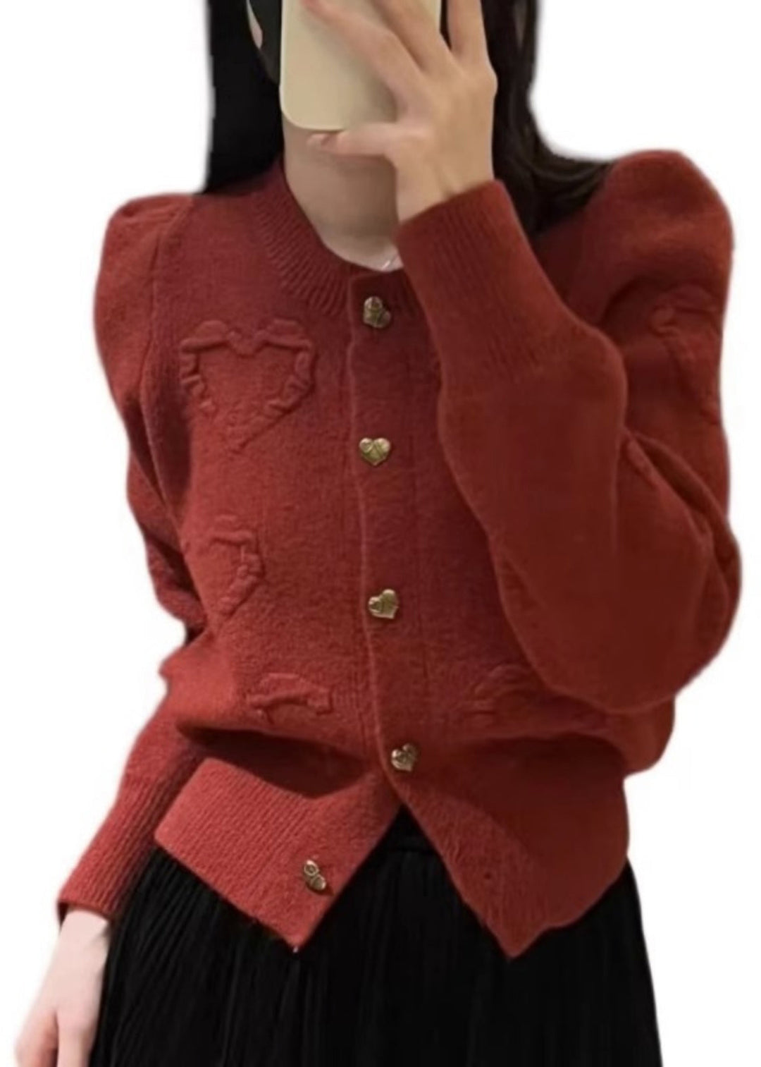 French Mulberry O Neck Jacquard Button Knit Cardigans Fall