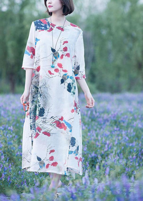 French O Neck Half Sleeve Summer Dresses Sleeve Print Dresses - Omychic