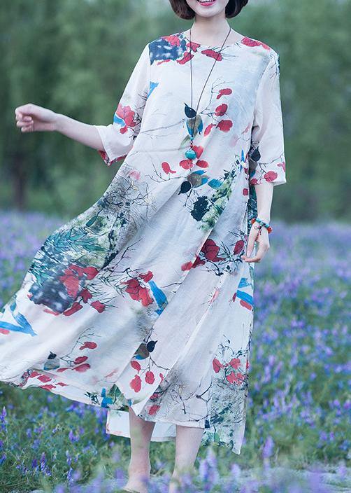 French O Neck Half Sleeve Summer Dresses Sleeve Print Dresses - Omychic
