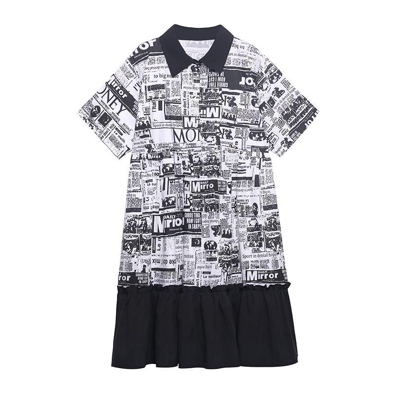 French Print Patchwork Cotton Turn-down Collar Summer Dresses - Omychic