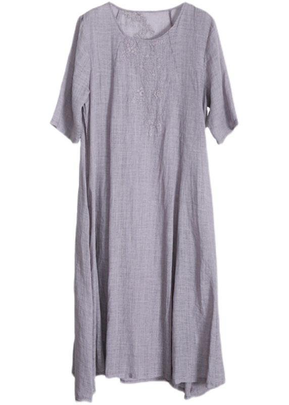 French White zippered Linen Pockets Half Sleeve Summer Dress - Omychic