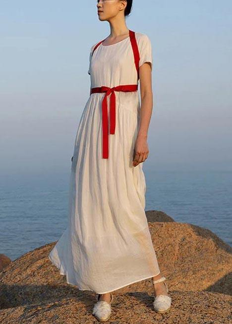 French Women Hand-made Lacing Casual Linen Dress - Omychic