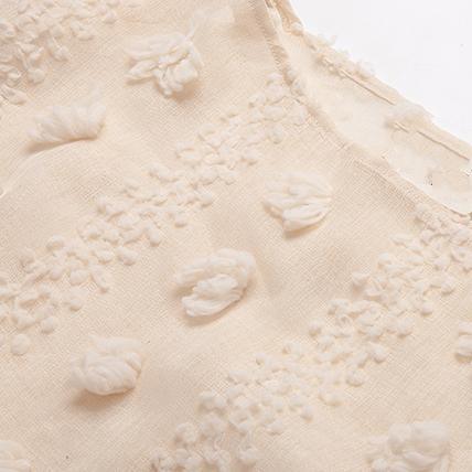 French beige quilting dresses Slash neck baggy A Line summer Dress - Omychic