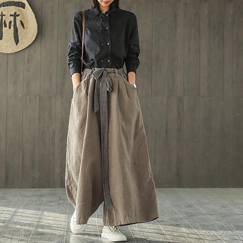 French cotton clothes For Women 18th Century Linen Casual Women Wide Leg Pants - Omychic