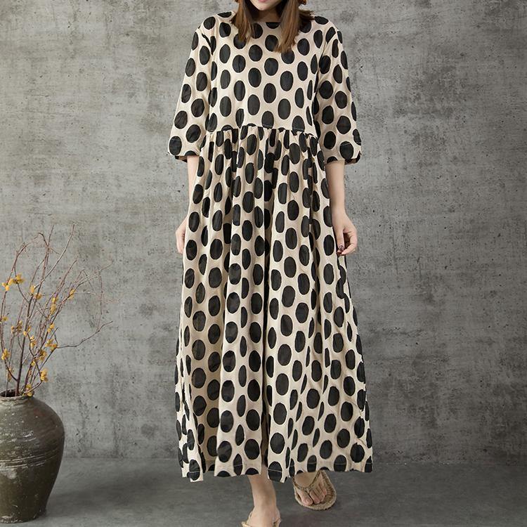French dotted linen Wardrobes Sewing Dress summer - Omychic