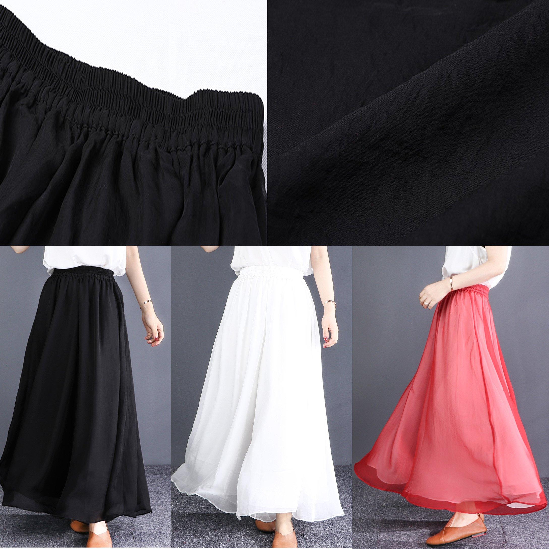 French elastic waist chiffon clothes For Women plus size white wide leg pants - Omychic