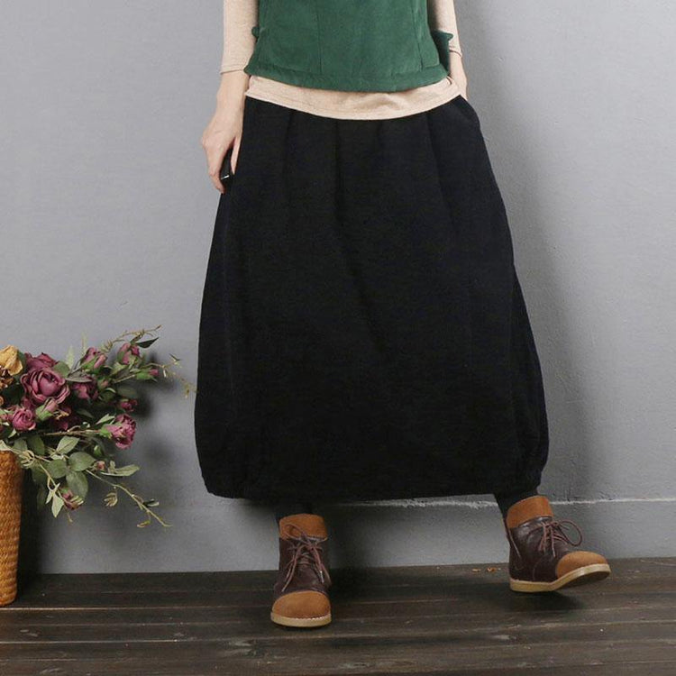 French elastic waist pockets clothes For Women black skirt fall - Omychic