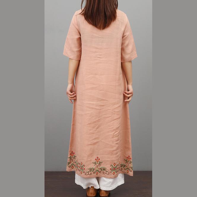 French embroidery linen Robes Online Shopping pink Dresses summer - Omychic