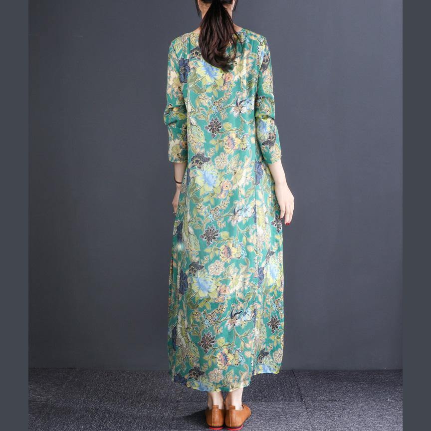 French o neck cotton outfit Drops Design Tunic Tops green print Vestidos De Lino Dresses spring - Omychic