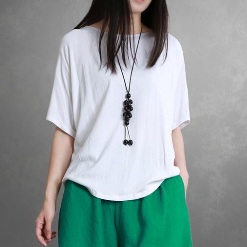 French o neck half sleeve cotton clothes For Women white short shirt summer - Omychic