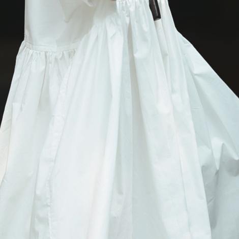 French o neck large hem Cotton Tunics Mom Outfits white A Line Dresses summer - Omychic