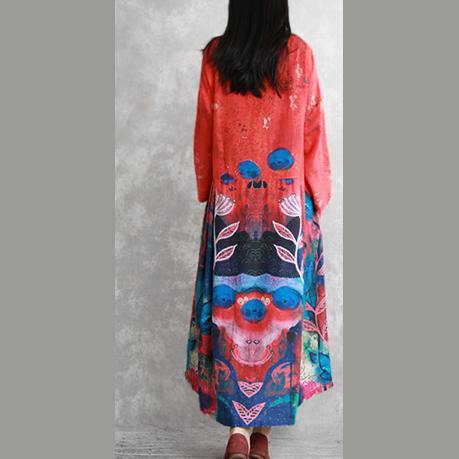 French o neck linen Wardrobes Metropolitan Museum Wardrobes orange Plus Size Dresses prints - Omychic