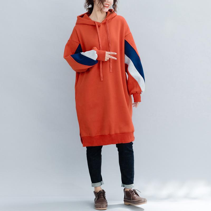 French orange Cotton patchwork Soft Surroundings To Get Fabrics tunic Dresses - Omychic