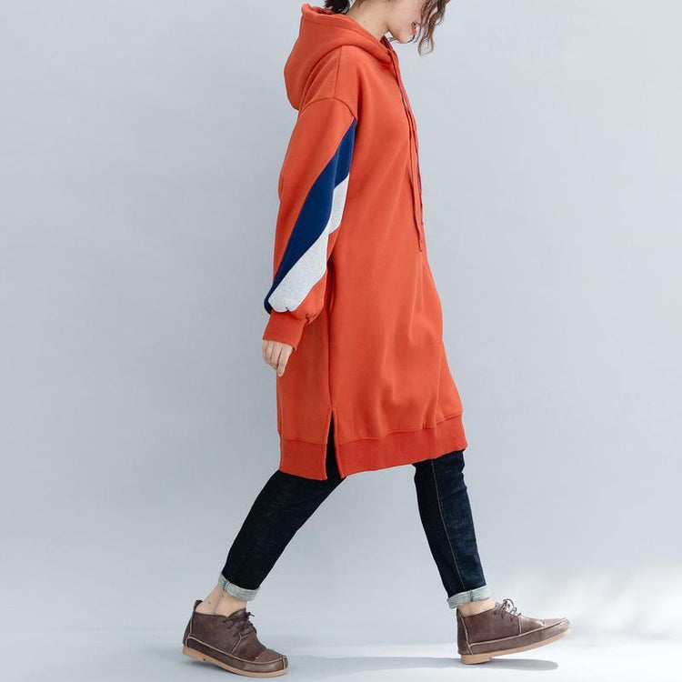 French orange Cotton patchwork Soft Surroundings To Get Fabrics tunic Dresses - Omychic