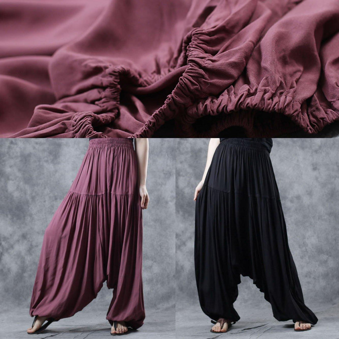Fresh and elegant folds wide harem pants black autumn ladies new style - Omychic